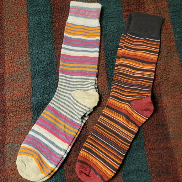 2 PAIR MENS STRIPED DRESS SOCKS - Picture 1 of 3